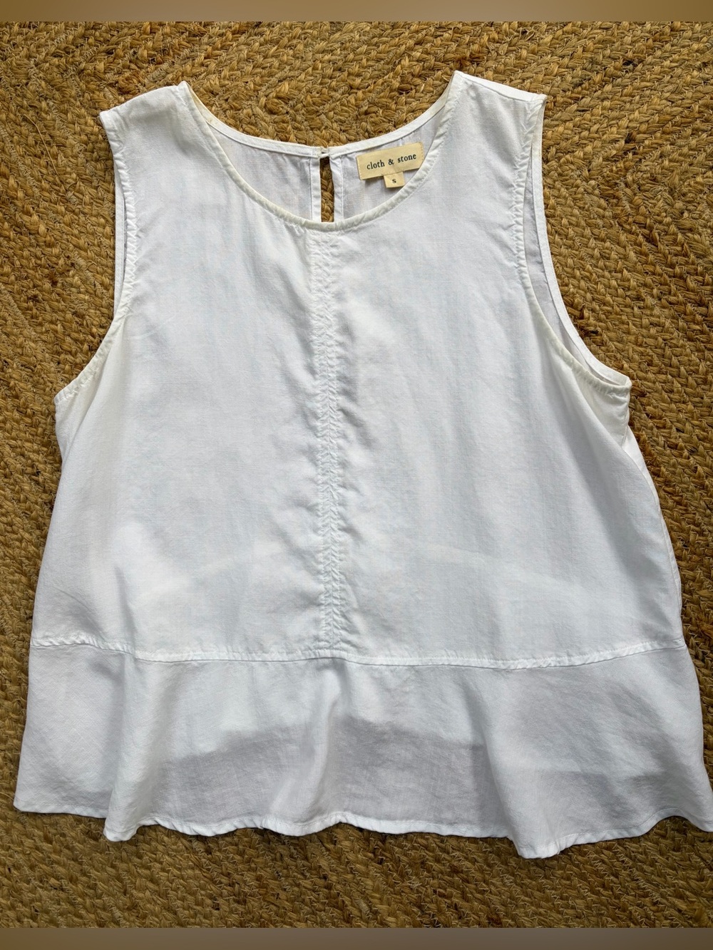 CLOTH & STONE White Sleeveless Peplum Top